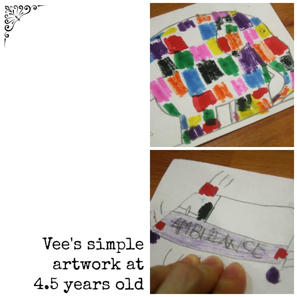 Vee 4 years 9 months old drawing colouring