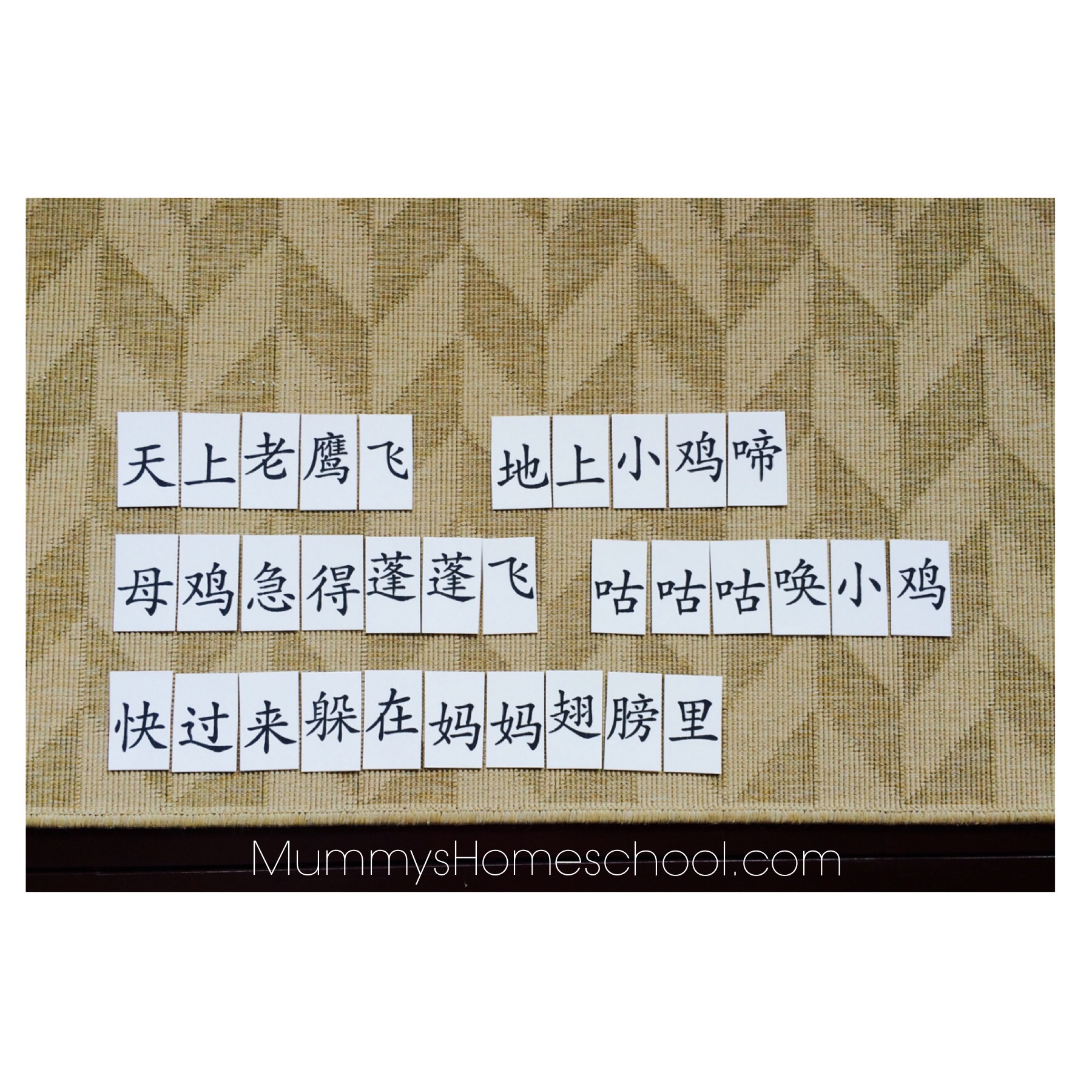 Chinese reading activities arrange word cards