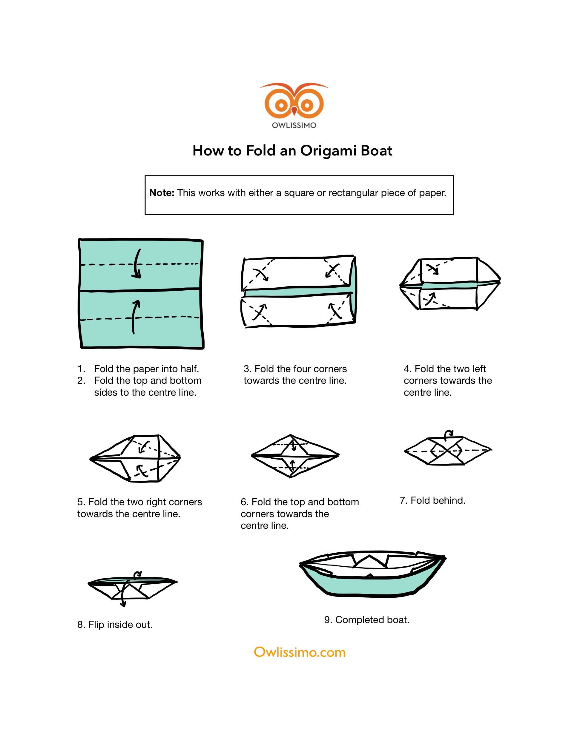 how to fold an origami boat